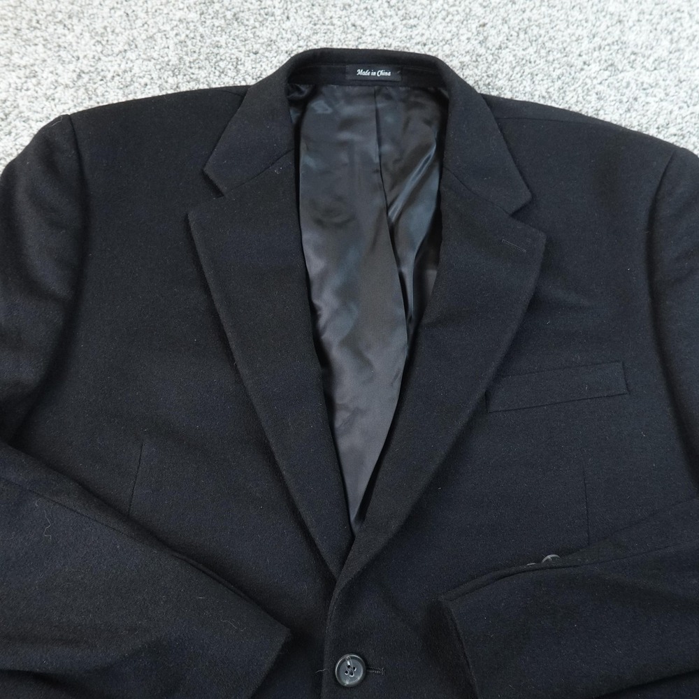 Chaps Blazer Mens 46R Black Wool Silk Cashmere Sport Coat Suit Jacket Business